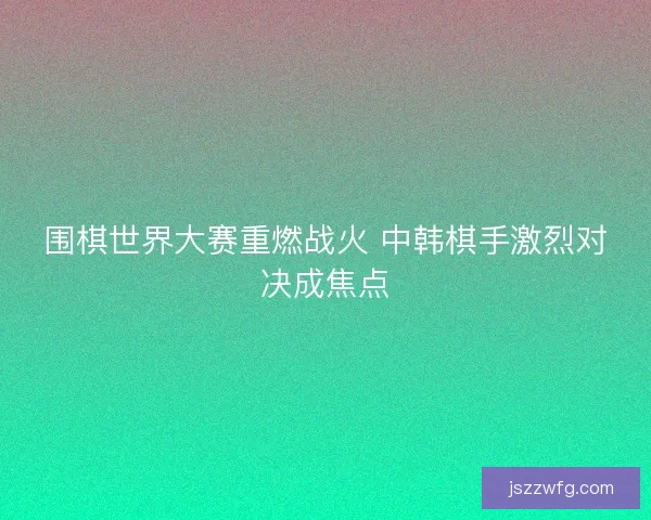 围棋世界大赛重燃战火 中韩棋手激烈对决成焦点